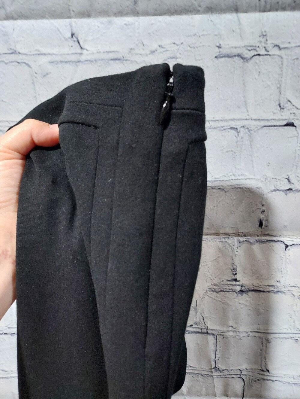 Diane Von Furstenberg Size 6 Ponte Black Pants Side Zip Career Office Business - Picture 12 of 16